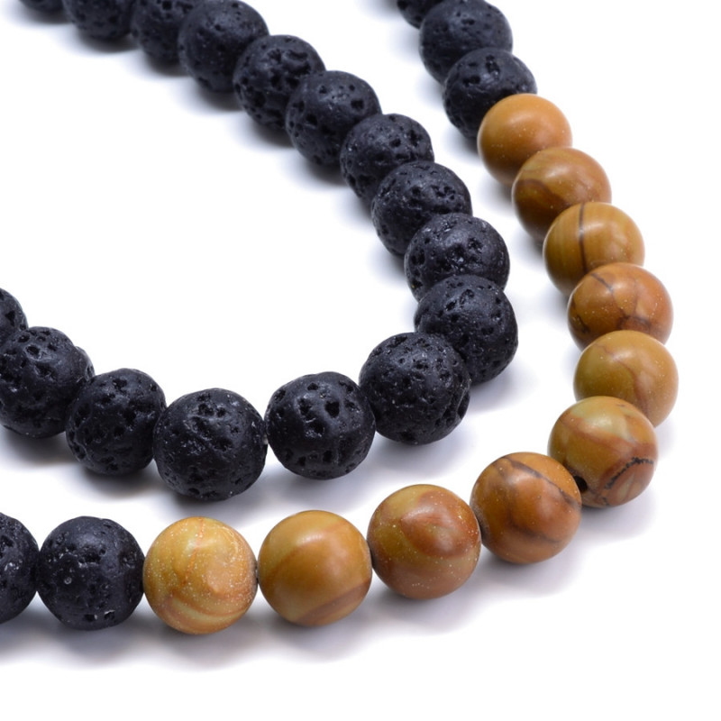 náhrdelník lávový kámen a dřevo